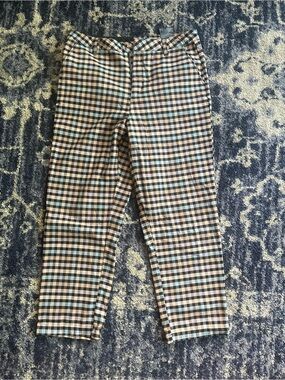 Volcom Plaid Straight-Leg Pants in Black, White, Brown, Blue